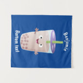 Cute happy bubble tea boba cartoon wandkleed (Voorkant (horizontaal))