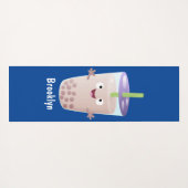 Cute happy bubble tea boba cartoon yogamat (Achterkant (horizontaal))