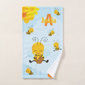 Cute Happy Bumble Bee with Flowers (Serviette à main)