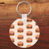CUTE HAPPY BURGERS 2,25-inch Basic Button Sleutelh Sleutelhanger (Voorkant)