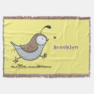 Cute happy californian quail cartoon afbeelding deken