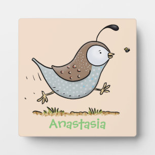Cute happy californian quail cartoon afbeelding fotoplaat