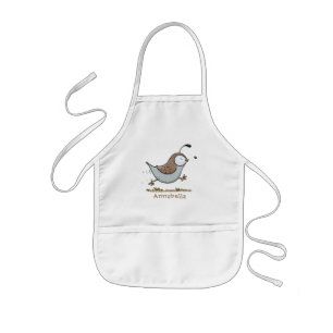 Cute happy californian quail cartoon afbeelding kinder schort