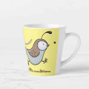 Cute happy californian quail cartoon afbeelding latte mok