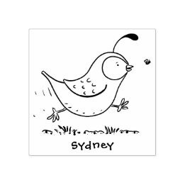 Cute happy californian quail cartoon afbeelding 	rubberstempel