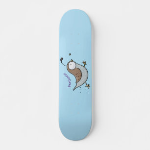 Cute happy californian quail cartoon afbeelding skateboard