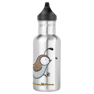 Cute happy californian quail cartoon afbeelding waterfles 