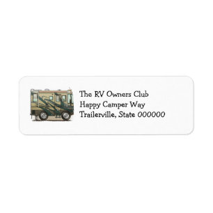 Cute Happy Camper Big RV Coach Motorhome Etiket