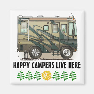 Cute Happy Camper Big RV Coach Motorhome Magneet