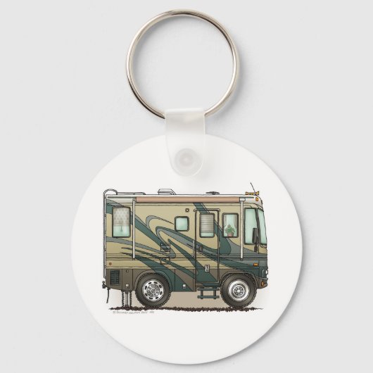 Cute Happy Camper Big RV Coach Motorhome Sleutelhanger (Voorkant)