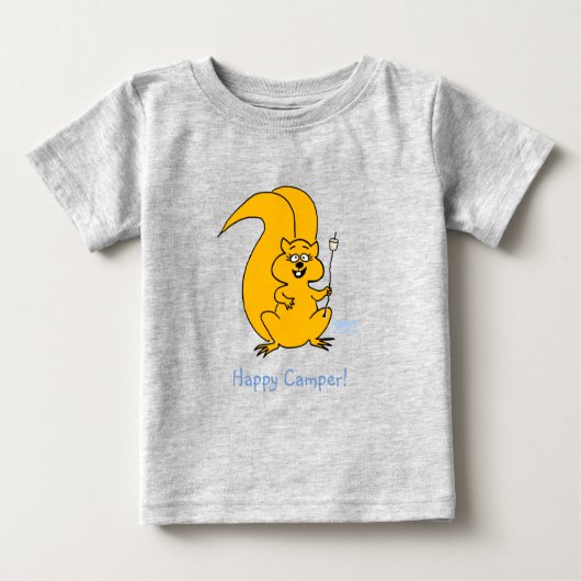 Cute Happy Camper Squirrel Summer Baby T-Shirt (Voorkant)