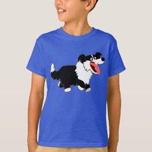 Cute Happy Cartoon Border Collie Kinder T-Shirt