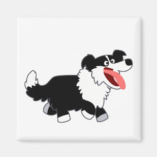 Cute Happy Cartoon Border Collie Magnet Magneet