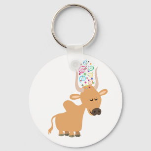 Cute Happy Cartoon Brahman Koe Sleutelhanger
