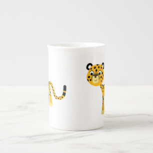 Cute Happy Cartoon Cheetah Bone China Mok