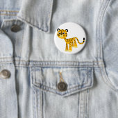 Cute Happy Cartoon Cheetah Button Badge (In situ)