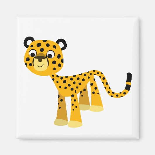 Cute Happy Cartoon Cheetah Magnet Magneet (Voorkant)
