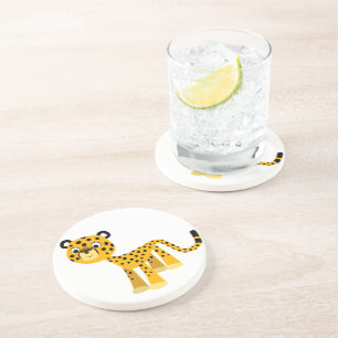 Cute Happy Cartoon Cheetah Onderzetter