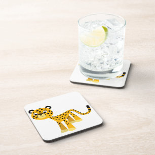 Cute Happy Cartoon Cheetah Onderzetters Set