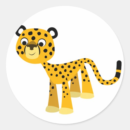 Cute Happy Cartoon Cheetah Sticker (Voorkant)