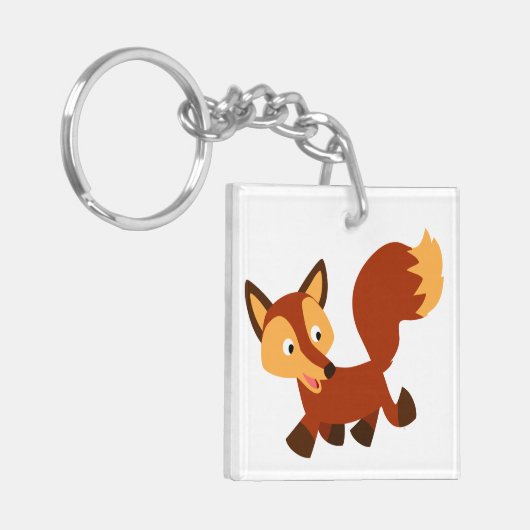 Cute Happy Cartoon Fox AcrylSleutelhanger Sleutelhanger (Voorkant Links)