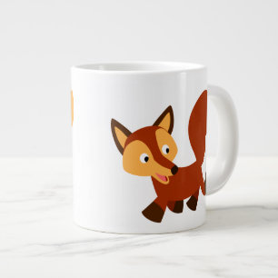 Cute Happy Cartoon Fox Jumbo Mok