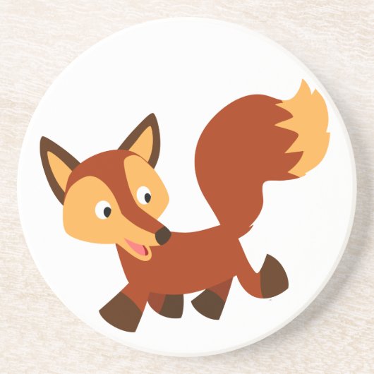 Cute Happy Cartoon Fox Onderzetter (Voorkant)