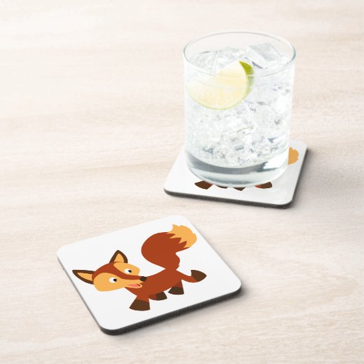 Cute Happy Cartoon Fox Onderzetters Set (Rechterzijde)