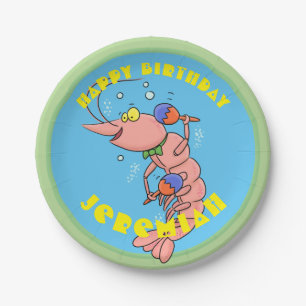Cute happy cartoon gebed met maracas verjaardag papieren bordje
