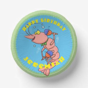 Cute happy cartoon gebed met maracas verjaardag papieren kommen