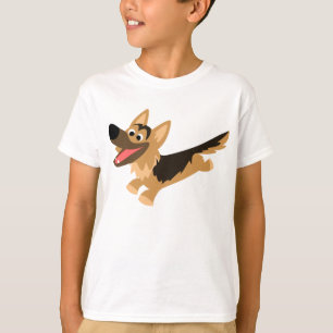 Cute Happy Cartoon German Shepherd Kinder T-Shirt