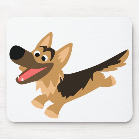 Cute Happy Cartoon German Shepherd Mousemat Muismat (Voorkant)