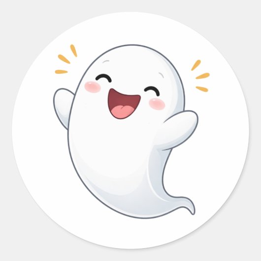 Cute Happy Cartoon Ghost Character Sticker (Devant)