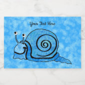 Cute Happy Cartoon Slak Blue Pattered Shell Aqua Voedselcontainer Etiket (Enkel label)