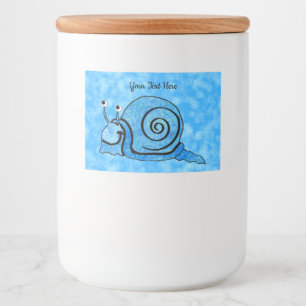 Cute Happy Cartoon Slak Blue Pattered Shell Aqua Voedselcontainer Etiket