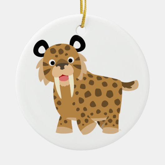 Cute Happy Cartoon Smilodon Ornament (Voorkant)