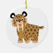 Cute Happy Cartoon Smilodon Ornament (Achterkant)