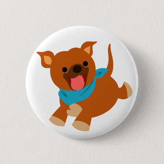 Cute Happy Cartoon Staffie Button Badge (Voorkant)