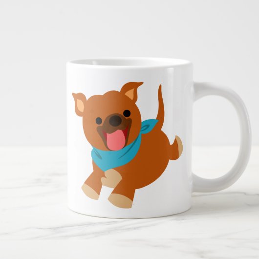 Cute Happy Cartoon Staffie Jumbo Mok (Rechts)