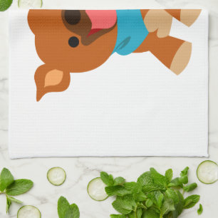 Cute Happy Cartoon Staffie Kitchen Towel Theedoek