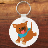 Cute Happy Cartoon Staffie Sleutelhanger (Voorkant)