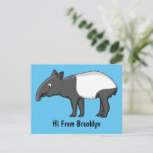 Cute happy cartoon tapir illustratie briefkaart (Staand voorkant)