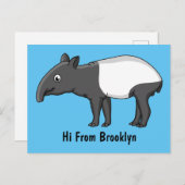Cute happy cartoon tapir illustratie briefkaart (Voorkant / Achterkant)