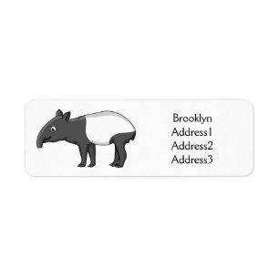 Cute happy cartoon tapir illustratie etiket