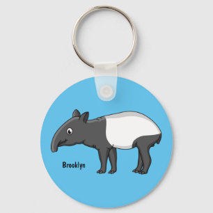 Cute happy cartoon tapir illustratie sleutelhanger