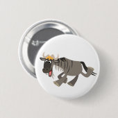 Cute Happy Cartoon Wildebeest Button Badge (Voorkant /achterkant)