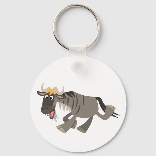 Cute Happy Cartoon Wildebeest Sleutelhanger (Voorkant)