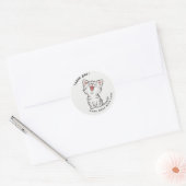 Cute Happy Cat Kitten Grey Dank je Ronde Sticker (Envelop)