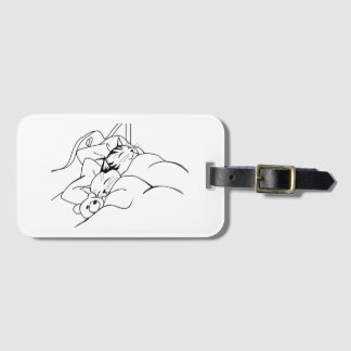 Cute Happy Cats die in bed met Teddy Bear slapen Bagagelabel