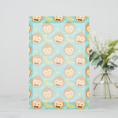 Cute, Happy, Cheeky Monkey Pattern met Bananas Briefpapier (Staand voorkant)